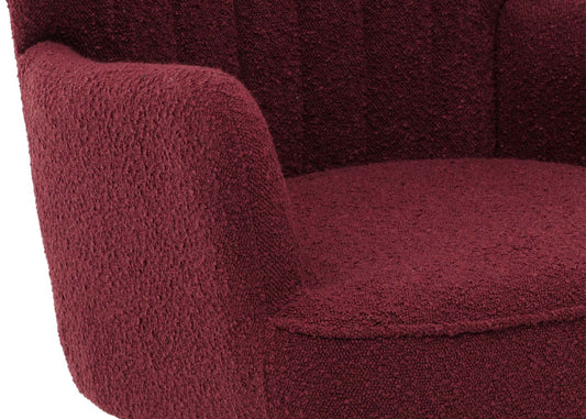 Cosmo Casa - Loungestoel - Cocktail-Vleugelfauteuil - Gestoffeerde Retro Vintage Stoel - Boucle Stof - 600gm - Bordeaux