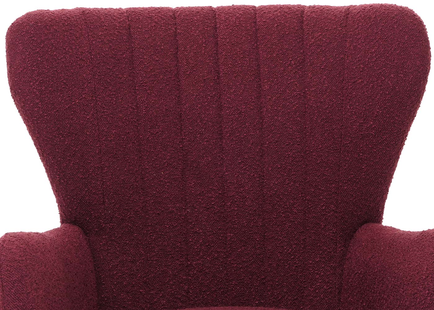 Cosmo Casa - Loungestoel - Cocktail-Vleugelfauteuil - Gestoffeerde Retro Vintage Stoel - Boucle Stof - 600gm - Bordeaux