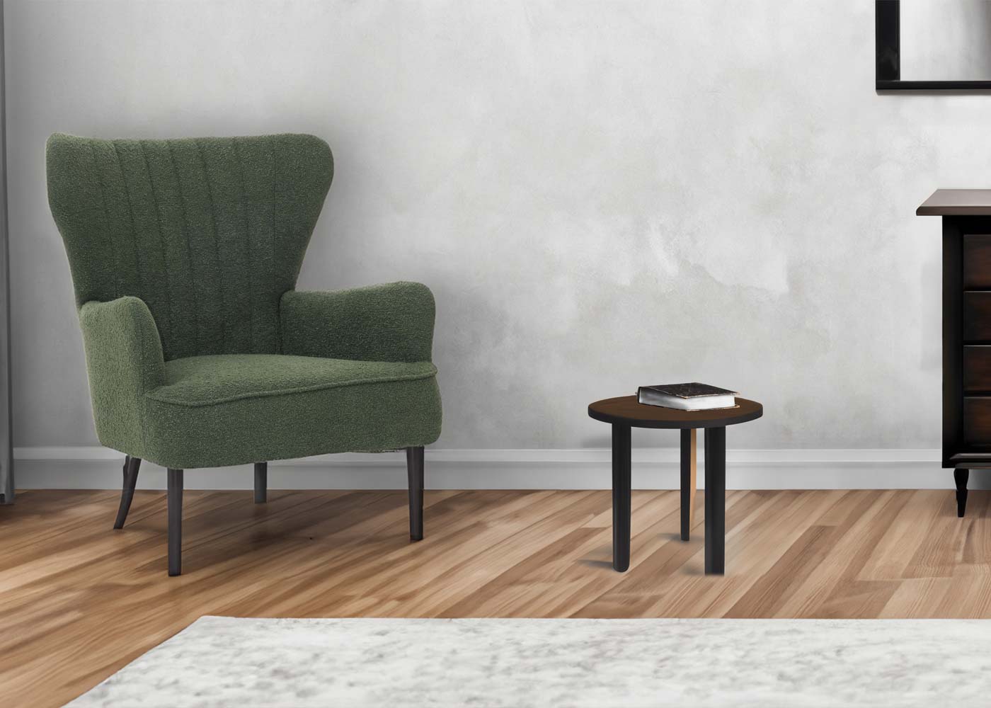 Cosmo Casa - Loungestoel - Cocktail-Vleugelfauteuil - Gestoffeerde Retro Vintage Stoel - Boucle Stof - 600gm - Groen