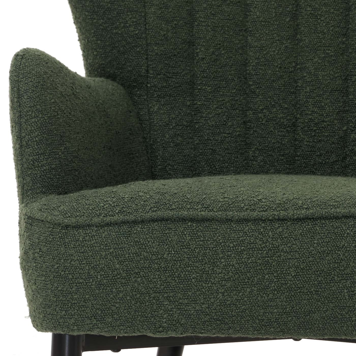 Cosmo Casa - Loungestoel - Cocktail-Vleugelfauteuil - Gestoffeerde Retro Vintage Stoel - Boucle Stof - 600gm - Groen
