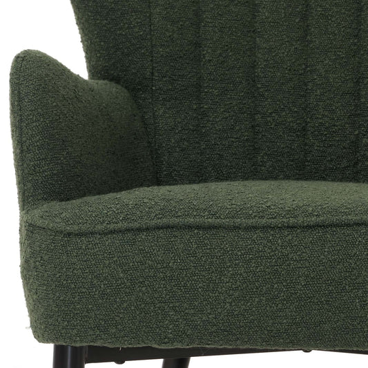 Cosmo Casa - Loungestoel - Cocktail-Vleugelfauteuil - Gestoffeerde Retro Vintage Stoel - Boucle Stof - 600gm - Groen