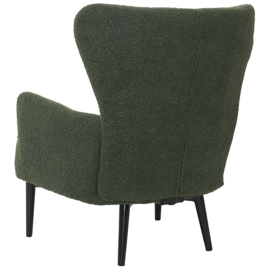Cosmo Casa - Loungestoel - Cocktail-Vleugelfauteuil - Gestoffeerde Retro Vintage Stoel - Boucle Stof - 600gm - Groen