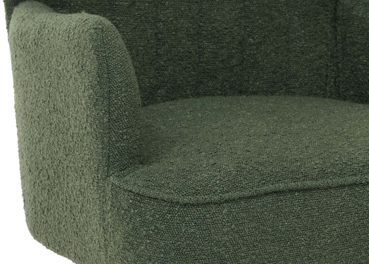 Cosmo Casa - Loungestoel - Cocktail-Vleugelfauteuil - Gestoffeerde Retro Vintage Stoel - Boucle Stof - 600gm - Groen
