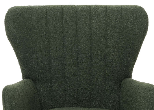 Cosmo Casa - Loungestoel - Cocktail-Vleugelfauteuil - Gestoffeerde Retro Vintage Stoel - Boucle Stof - 600gm - Groen