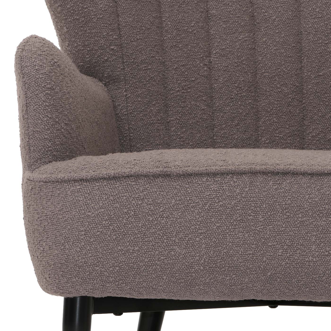 Cosmo Casa - Loungestoel - Cocktail-Vleugelfauteuil - Gestoffeerde Retro Vintage Stoel - Boucle Stof - 600gm - Lichtgrijs