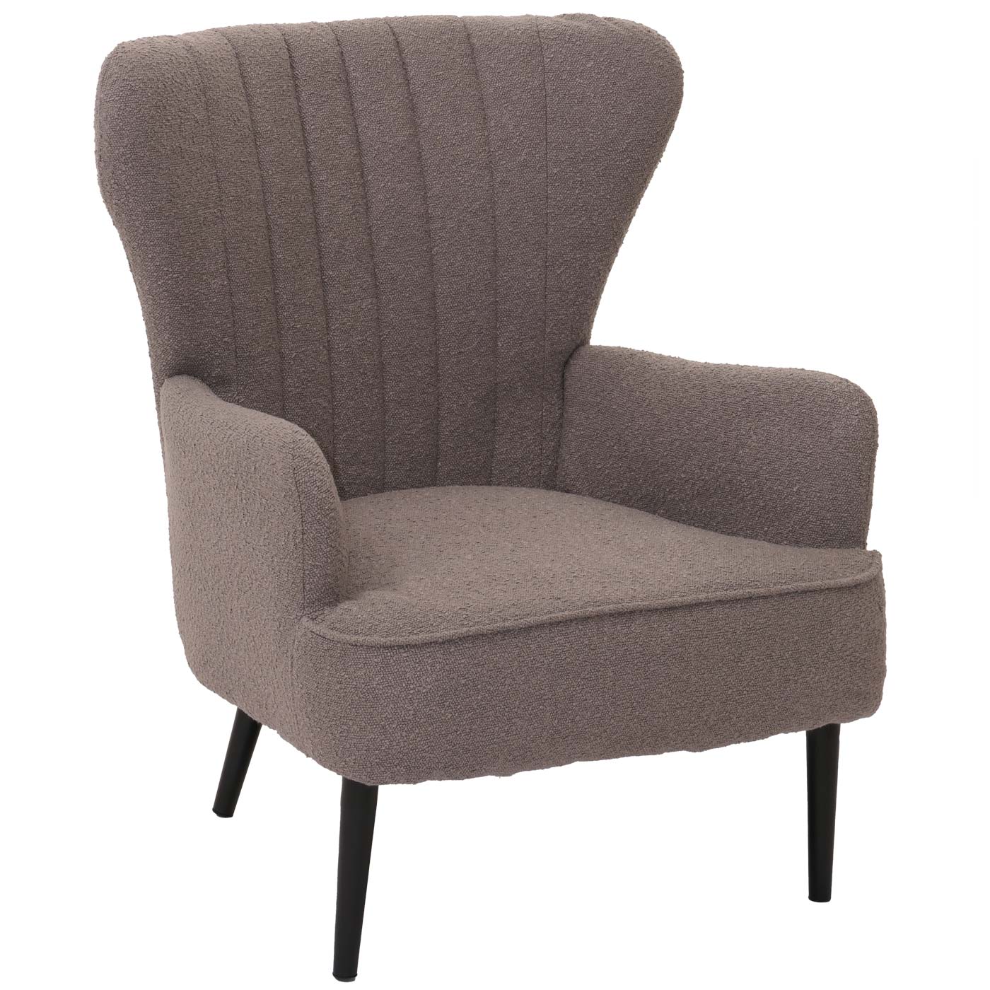 Cosmo Casa - Loungestoel - Cocktail-Vleugelfauteuil - Gestoffeerde Retro Vintage Stoel - Boucle Stof - 600gm - Lichtgrijs