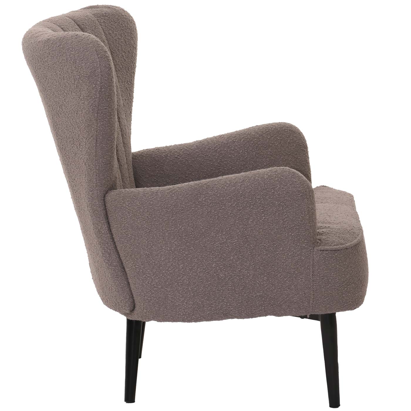 Cosmo Casa - Loungestoel - Cocktail-Vleugelfauteuil - Gestoffeerde Retro Vintage Stoel - Boucle Stof - 600gm - Lichtgrijs