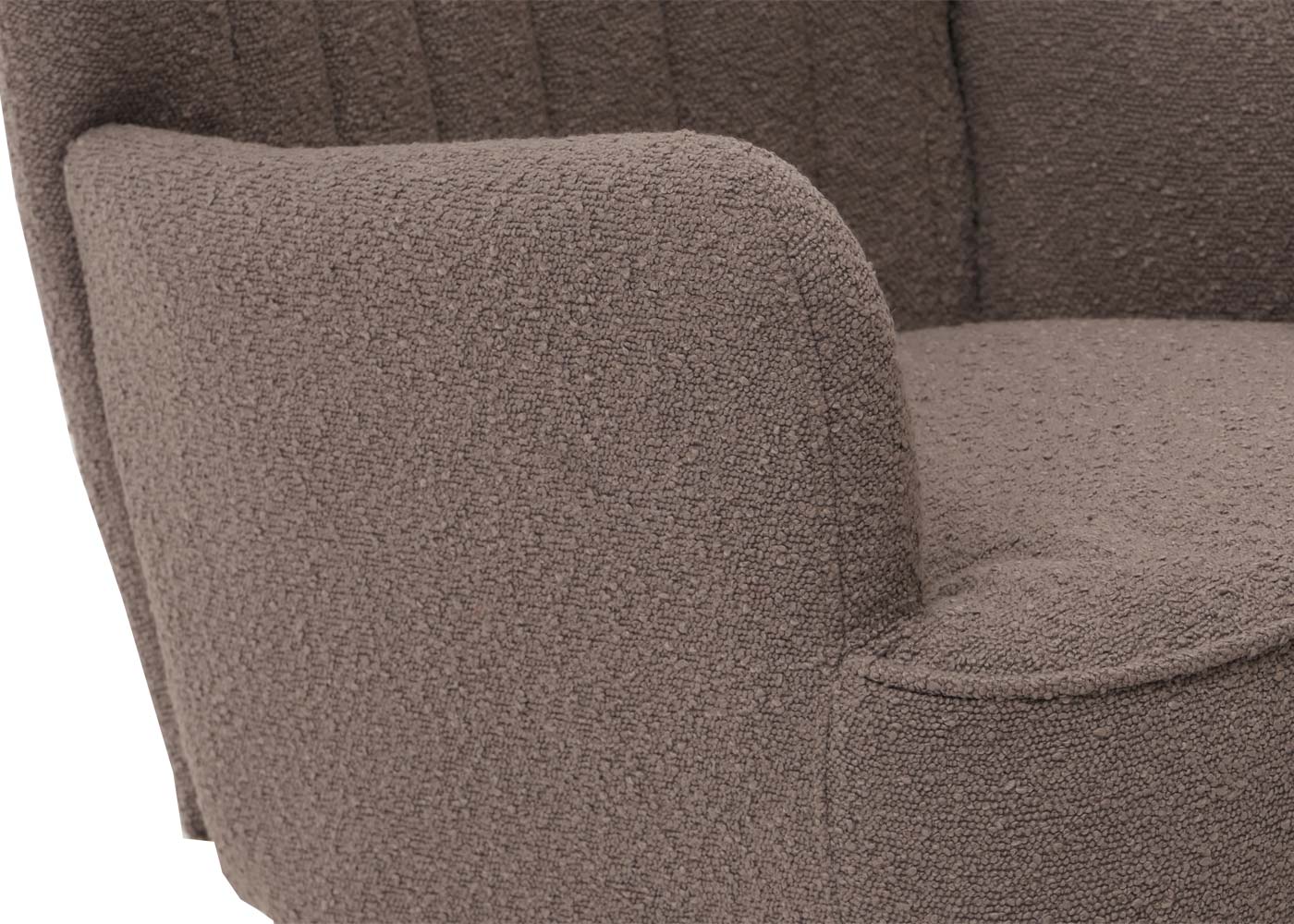 Cosmo Casa - Loungestoel - Cocktail-Vleugelfauteuil - Gestoffeerde Retro Vintage Stoel - Boucle Stof - 600gm - Lichtgrijs