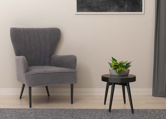 Cosmo Casa - Loungestoel - Cocktail-Vleugelfauteuil - Gestoffeerde Retro Vintage Stoel - Boucle Stof - 600gm - Donkergrijs