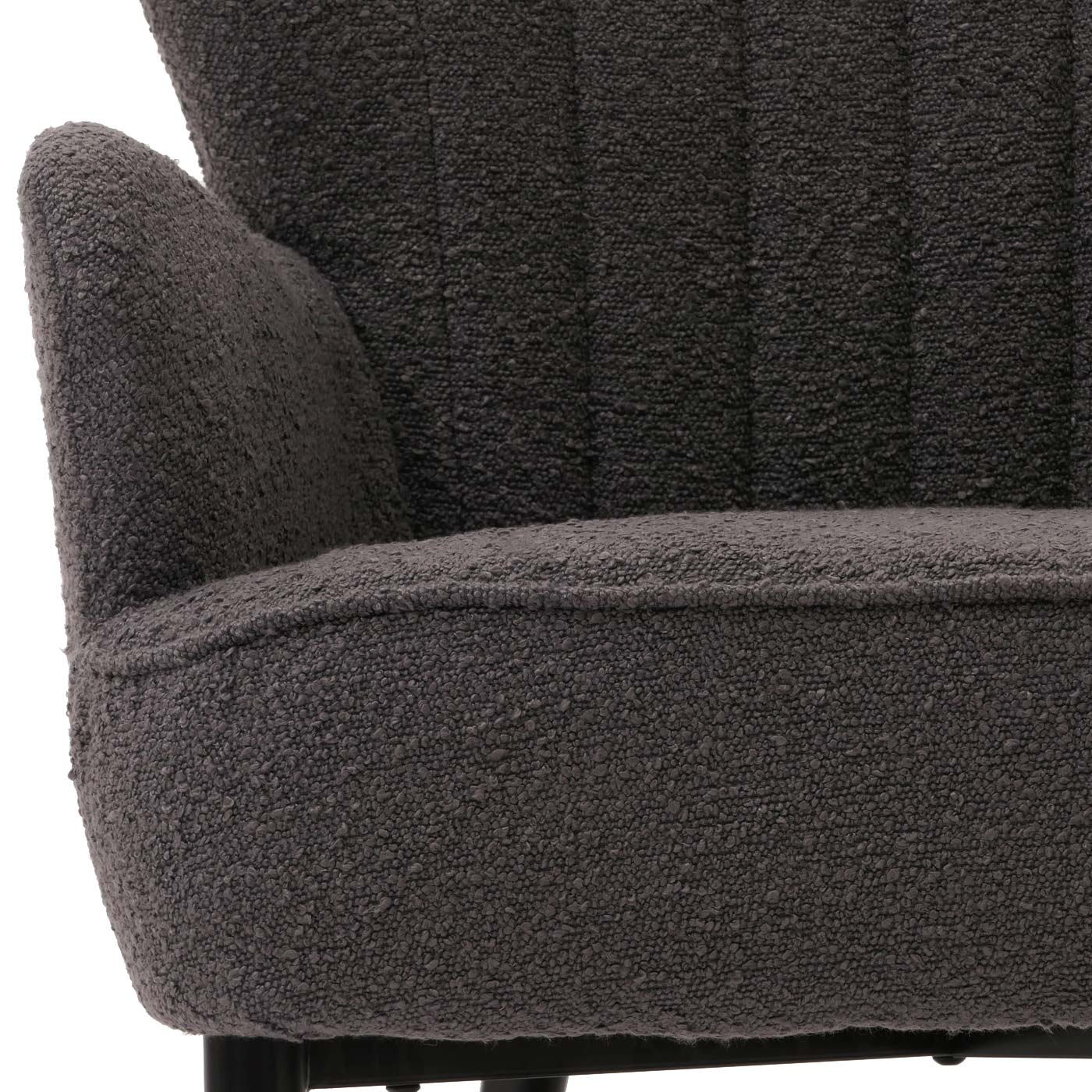 Cosmo Casa - Loungestoel - Cocktail-Vleugelfauteuil - Gestoffeerde Retro Vintage Stoel - Boucle Stof - 600gm - Donkergrijs