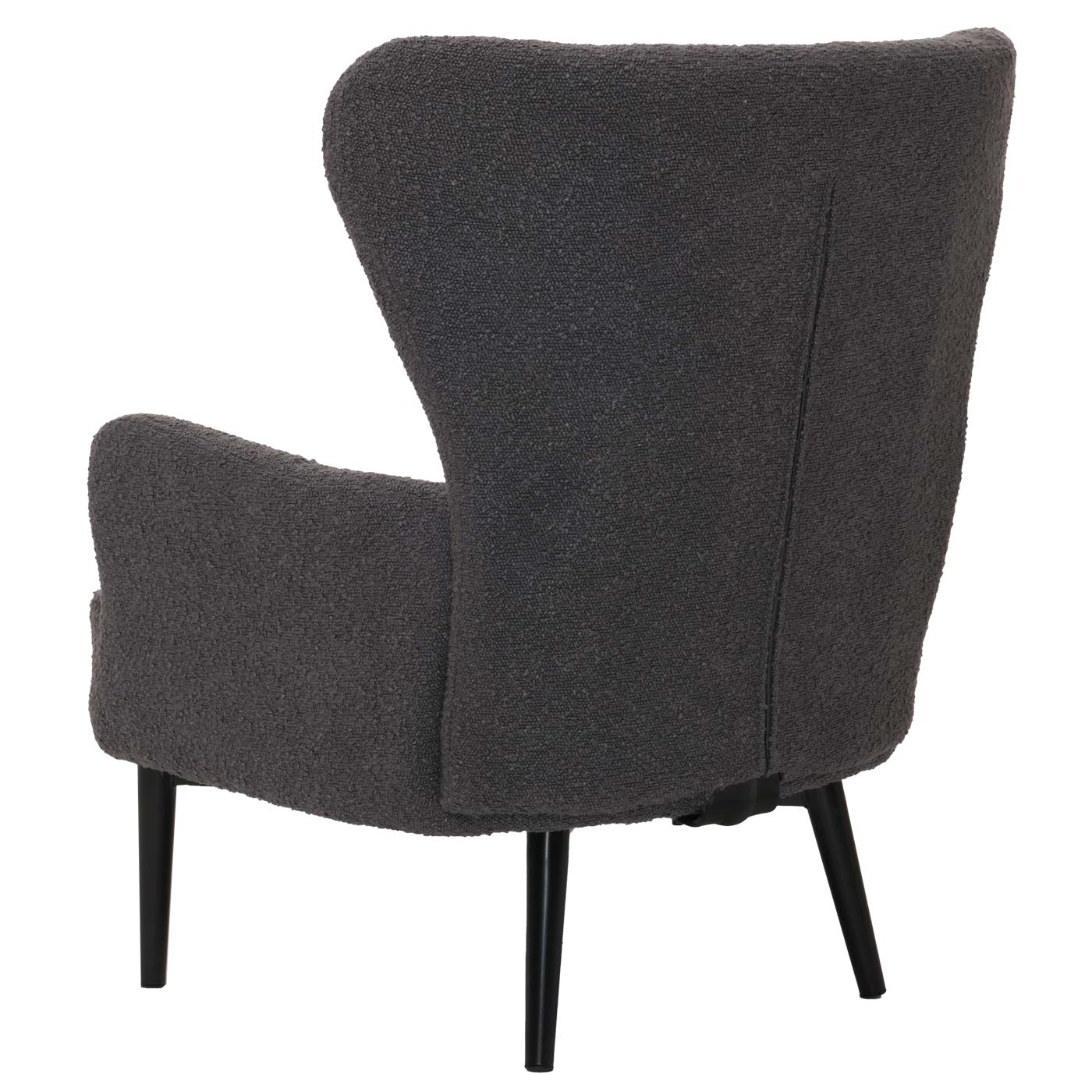 Cosmo Casa - Loungestoel - Cocktail-Vleugelfauteuil - Gestoffeerde Retro Vintage Stoel - Boucle Stof - 600gm - Donkergrijs