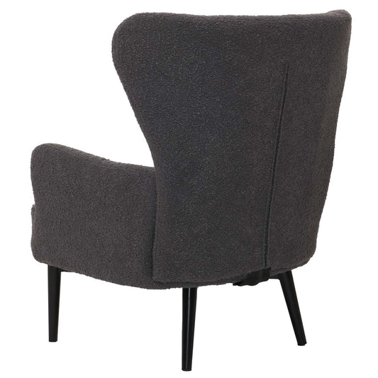 Cosmo Casa - Loungestoel - Cocktail-Vleugelfauteuil - Gestoffeerde Retro Vintage Stoel - Boucle Stof - 600gm - Donkergrijs