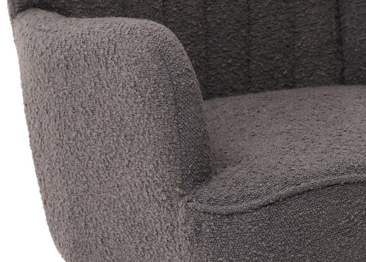 Cosmo Casa - Loungestoel - Cocktail-Vleugelfauteuil - Gestoffeerde Retro Vintage Stoel - Boucle Stof - 600gm - Donkergrijs