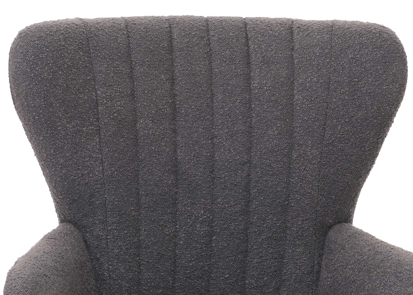 Cosmo Casa - Loungestoel - Cocktail-Vleugelfauteuil - Gestoffeerde Retro Vintage Stoel - Boucle Stof - 600gm - Donkergrijs