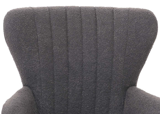 Cosmo Casa - Loungestoel - Cocktail-Vleugelfauteuil - Gestoffeerde Retro Vintage Stoel - Boucle Stof - 600gm - Donkergrijs