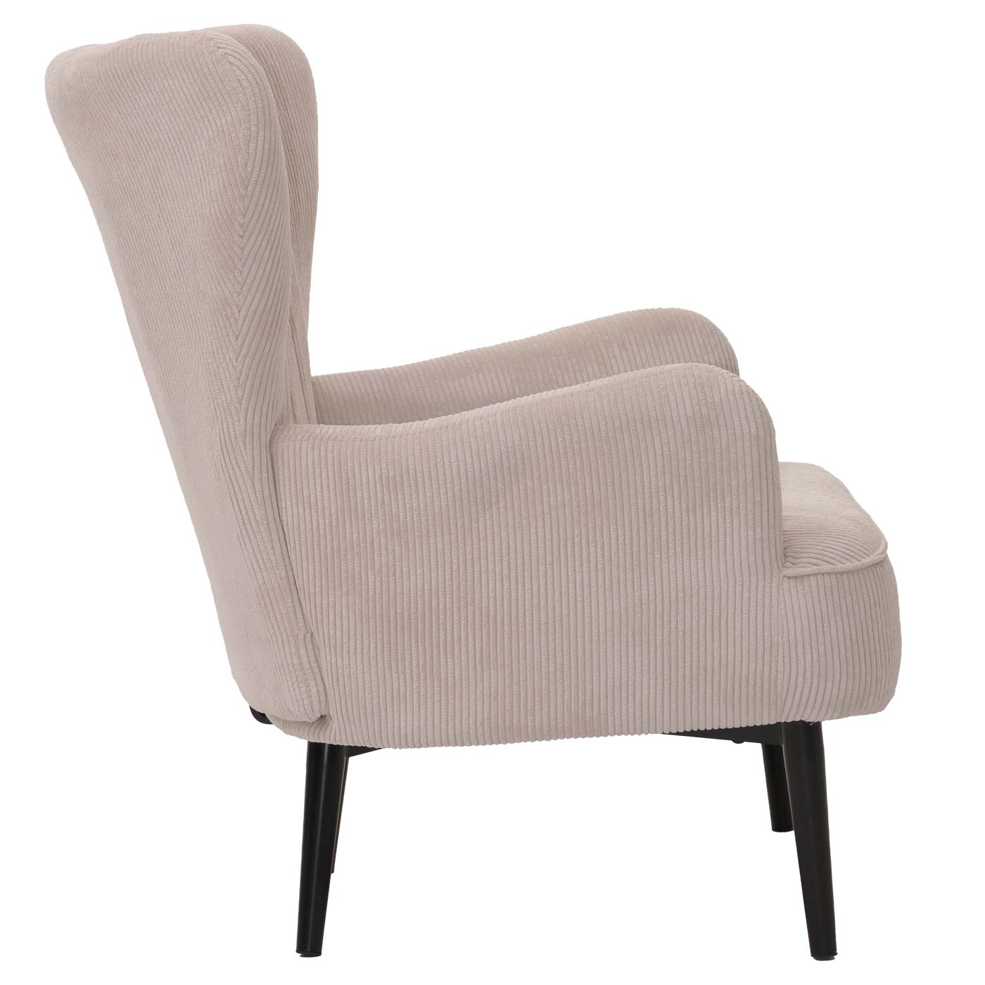 Cosmo Casa - Loungestoel - Cocktail-Vleugelfauteuil - Gestoffeerde Retro Vintage Stoel - Koord Stof - 290gm - Beige