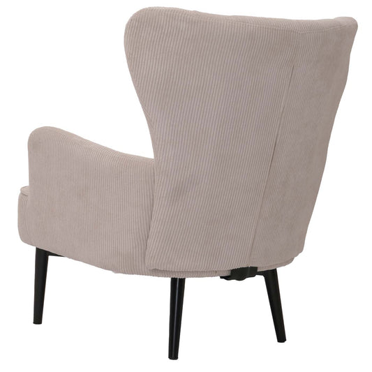 Cosmo Casa - Loungestoel - Cocktail-Vleugelfauteuil - Gestoffeerde Retro Vintage Stoel - Koord Stof - 290gm - Beige