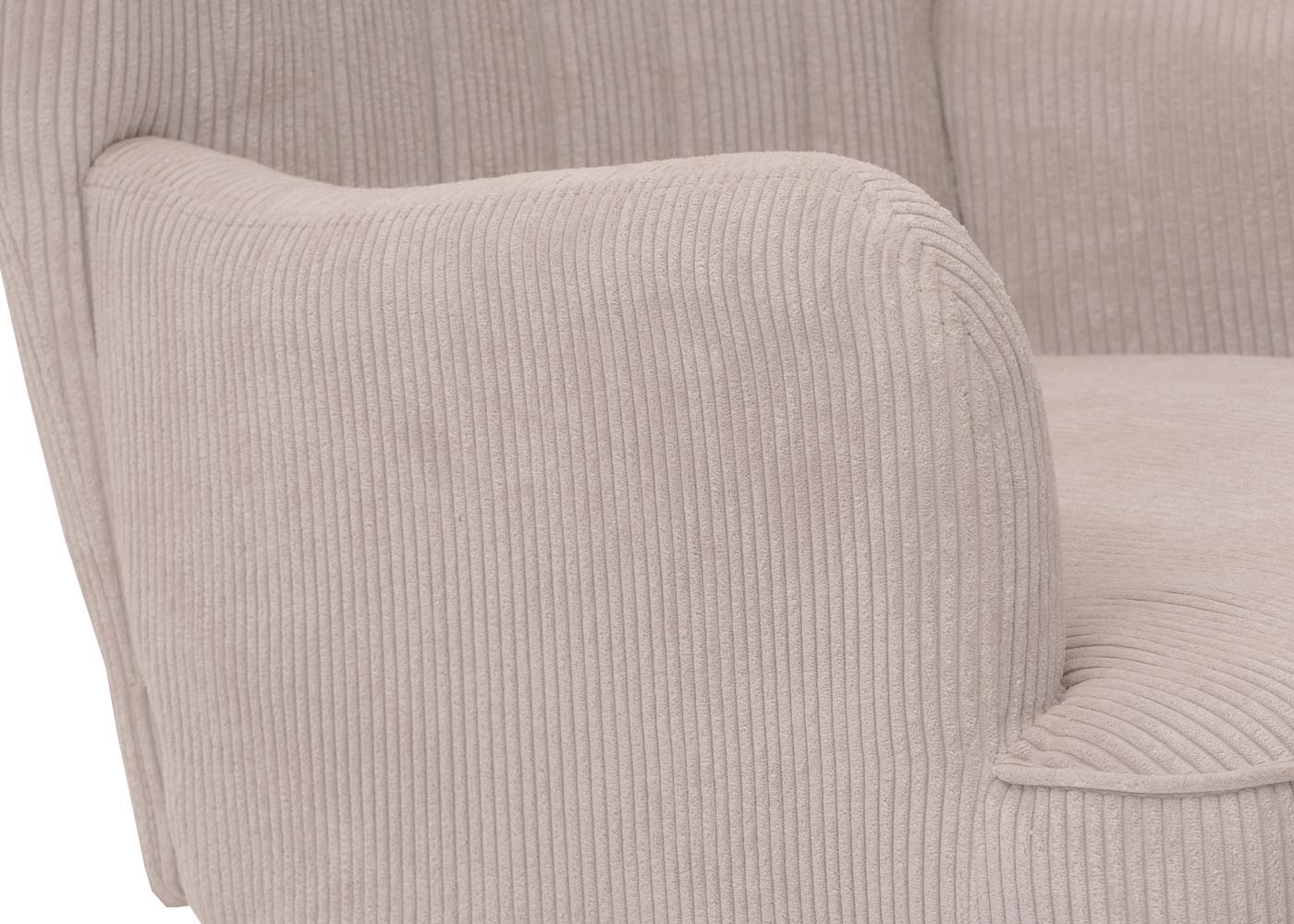 Cosmo Casa - Loungestoel - Cocktail-Vleugelfauteuil - Gestoffeerde Retro Vintage Stoel - Koord Stof - 290gm - Beige