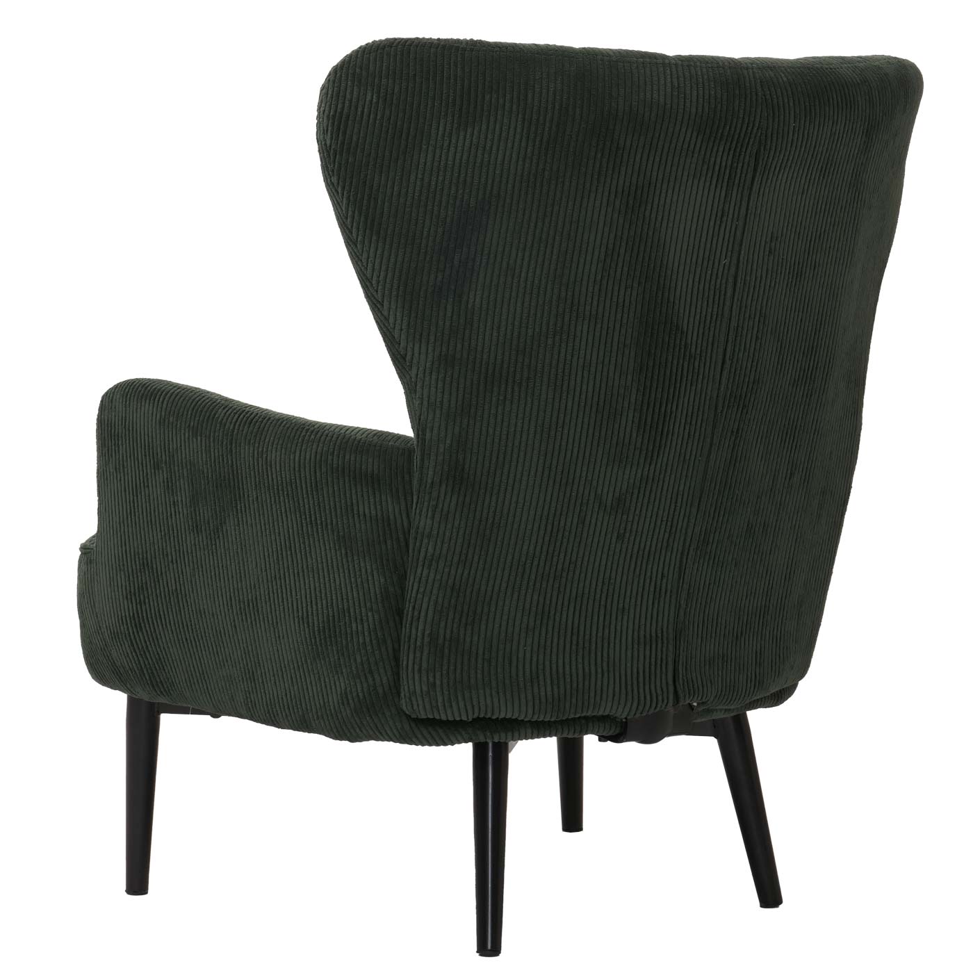 Cosmo Casa - Loungestoel - Cocktail-Vleugelfauteuil - Gestoffeerde Retro Vintage Stoel - Koord Stof - 290gm - Donkergroen