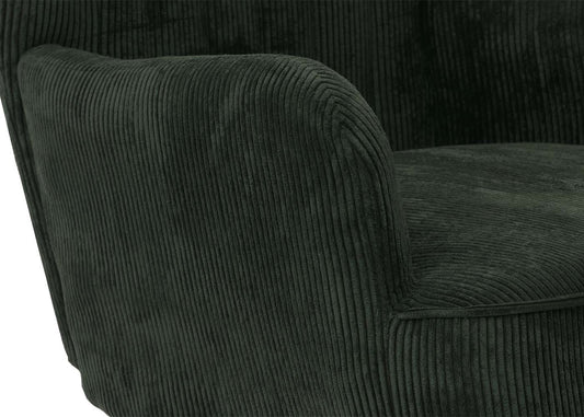 Cosmo Casa - Loungestoel - Cocktail-Vleugelfauteuil - Gestoffeerde Retro Vintage Stoel - Koord Stof - 290gm - Donkergroen