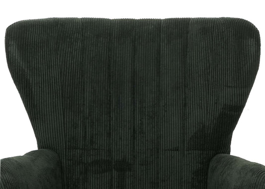 Cosmo Casa - Loungestoel - Cocktail-Vleugelfauteuil - Gestoffeerde Retro Vintage Stoel - Koord Stof - 290gm - Donkergroen