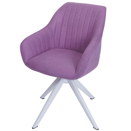 Cosmo Casa - Eetkamerstoel - Keukenstoel met Armleuningen - Draaibaar - Textiel - Paars