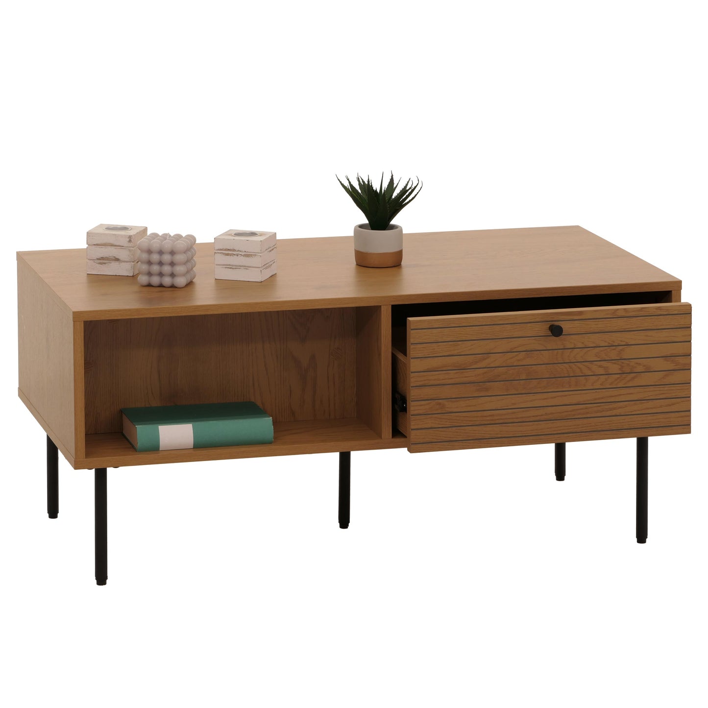 Cosmo Casa - Salontafel - Woonkamertafel - Salontafel - Scandinavische Stijl - Metaal - Hout Melamine - Naturel - 45x100x50cm