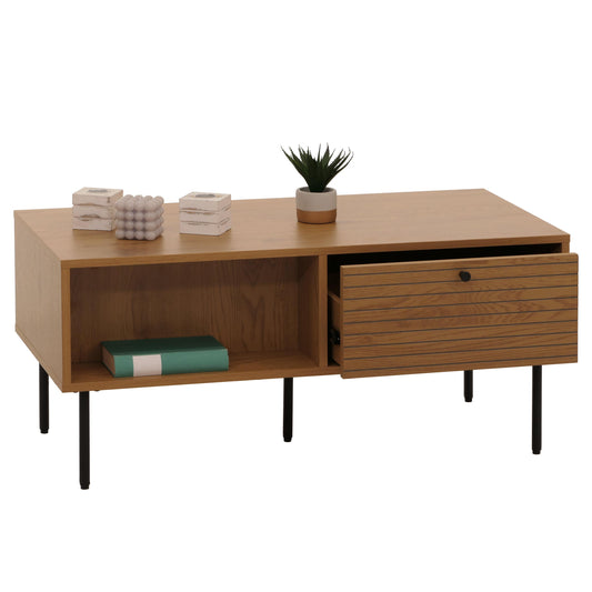 Cosmo Casa - Salontafel - Woonkamertafel - Salontafel - Scandinavische Stijl - Metaal - Hout Melamine - Naturel - 45x100x50cm