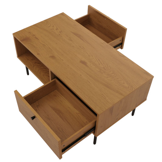 Cosmo Casa - Salontafel - Woonkamertafel - Salontafel - Scandinavische Stijl - Metaal - Hout Melamine - Naturel - 45x100x50cm