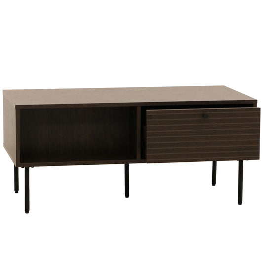 Cosmo Casa - Salontafel - Woonkamertafel - Salontafel - Scandinavische Stijl - Metaal - Hout Melamine - Donkerbruin - 45x100x50cm