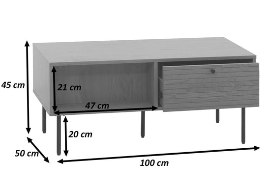 Cosmo Casa - Salontafel - Woonkamertafel - Salontafel - Scandinavische Stijl - Metaal - Hout Melamine - Donkerbruin - 45x100x50cm