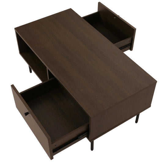 Cosmo Casa - Salontafel - Woonkamertafel - Salontafel - Scandinavische Stijl - Metaal - Hout Melamine - Donkerbruin - 45x100x50cm