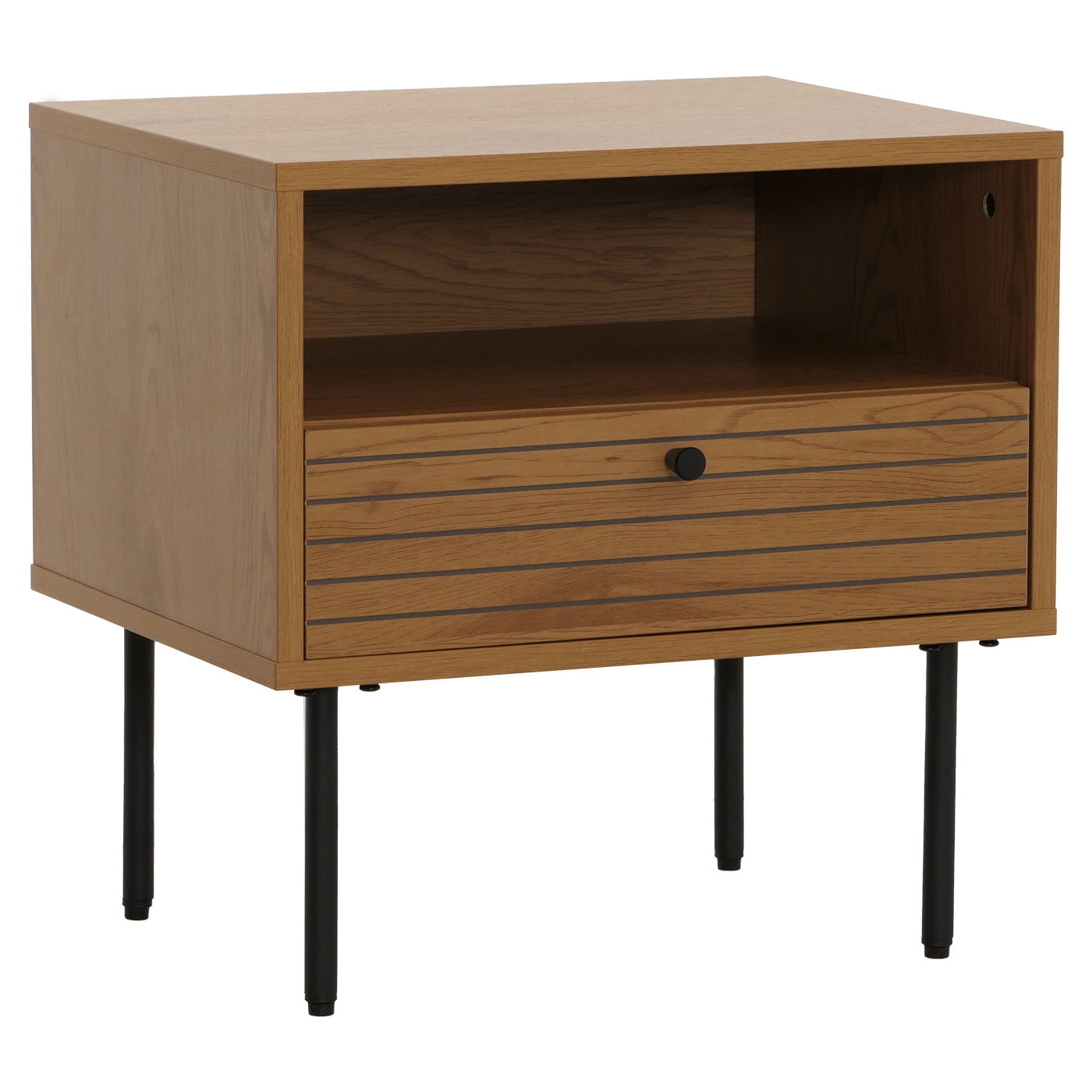 Cosmo Casa - Nachtkastje - Lade - Scandinavische Stijl - Metaal - Hout Melamine - Naturel - 50x40x50cm