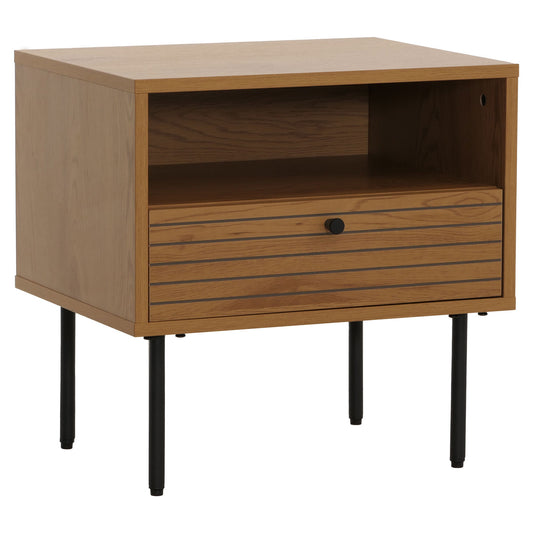 Cosmo Casa - Nachtkastje - Lade - Scandinavische Stijl - Metaal - Hout Melamine - Naturel - 50x40x50cm