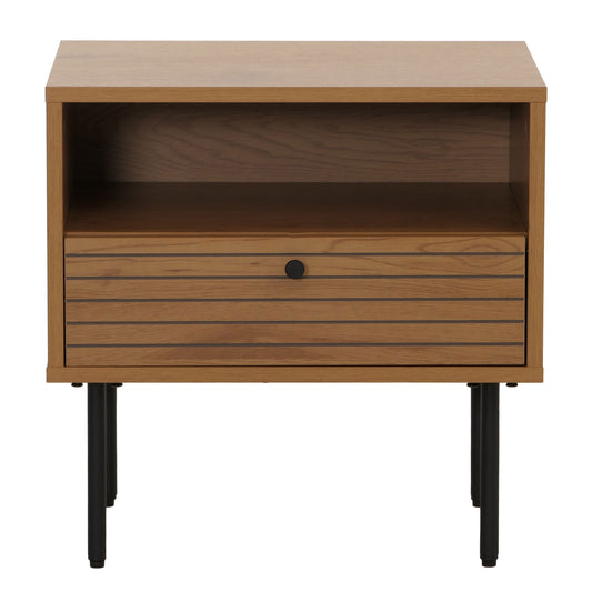 Cosmo Casa - Nachtkastje - Lade - Scandinavische Stijl - Metaal - Hout Melamine - Naturel - 50x40x50cm
