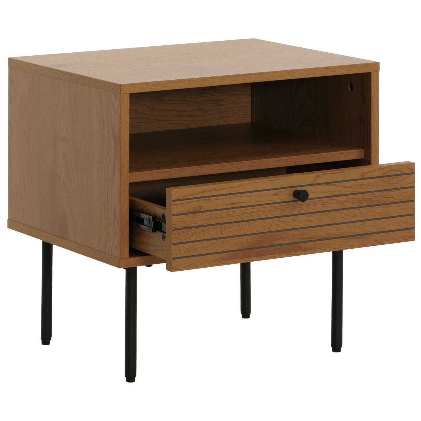 Cosmo Casa - Nachtkastje - Lade - Scandinavische Stijl - Metaal - Hout Melamine - Naturel - 50x40x50cm