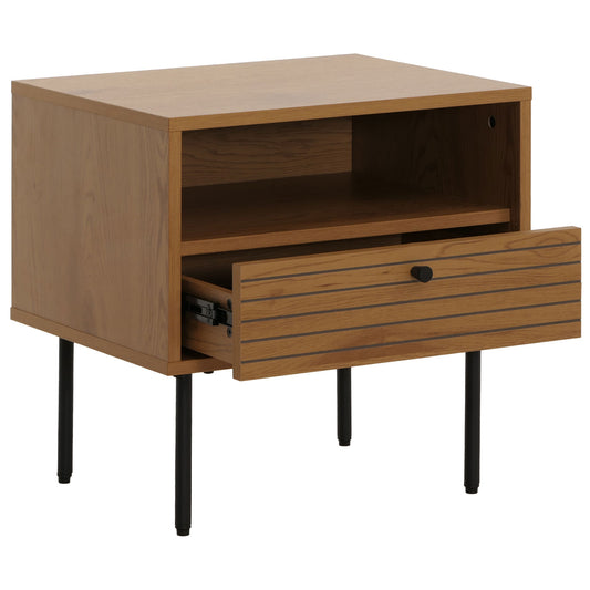 Cosmo Casa - Nachtkastje - Lade - Scandinavische Stijl - Metaal - Hout Melamine - Naturel - 50x40x50cm