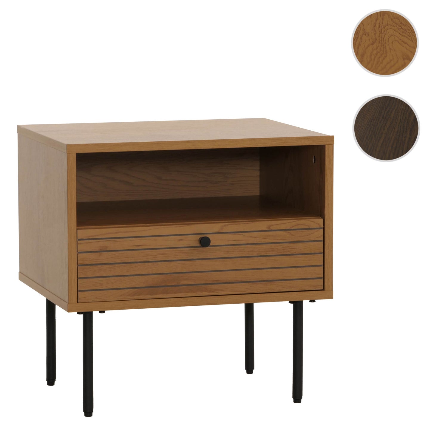 Cosmo Casa - Nachtkastje - Lade - Scandinavische Stijl - Metaal - Hout Melamine - Naturel - 50x40x50cm