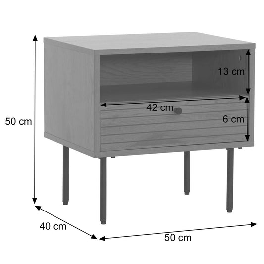 Cosmo Casa - Nachtkastje - Lade - Scandinavische Stijl - Metaal - Hout Melamine - Donkerbruin - 50x40x50cm