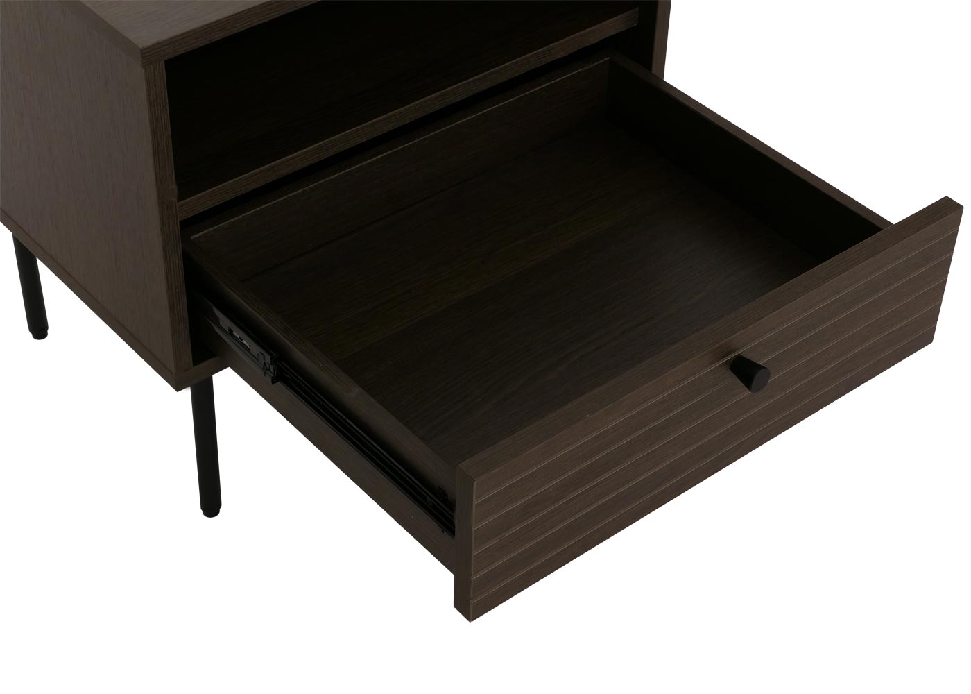 Cosmo Casa - Nachtkastje - Lade - Scandinavische Stijl - Metaal - Hout Melamine - Donkerbruin - 50x40x50cm