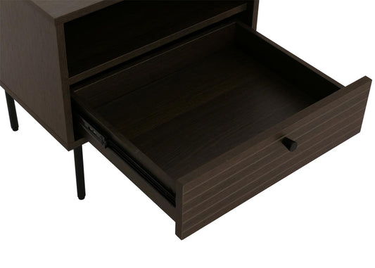Cosmo Casa - Nachtkastje - Lade - Scandinavische Stijl - Metaal - Hout Melamine - Donkerbruin - 50x40x50cm
