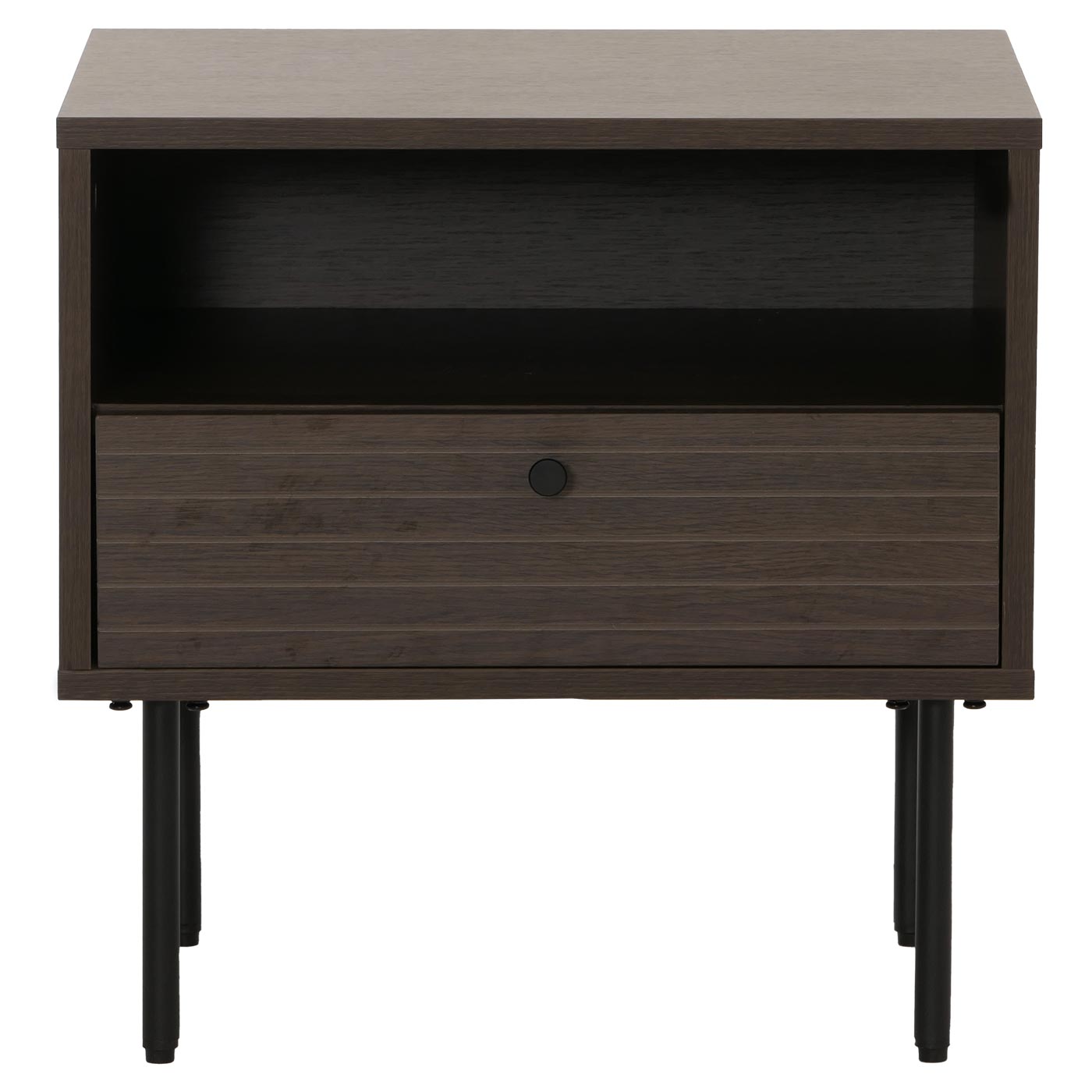 Cosmo Casa - Nachtkastje - Lade - Scandinavische Stijl - Metaal - Hout Melamine - Donkerbruin - 50x40x50cm