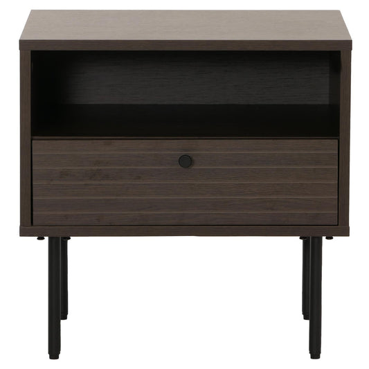 Cosmo Casa - Nachtkastje - Lade - Scandinavische Stijl - Metaal - Hout Melamine - Donkerbruin - 50x40x50cm