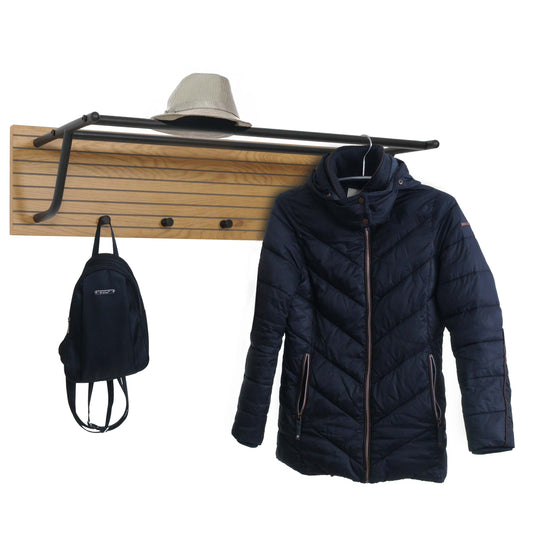 Cosmo Casa - Wandkapstok - 2 Kledingroedes - 4 Haken - Scandinavische Stijl - Metaal - Hout Melamine - Naturel - 20x80x27cm