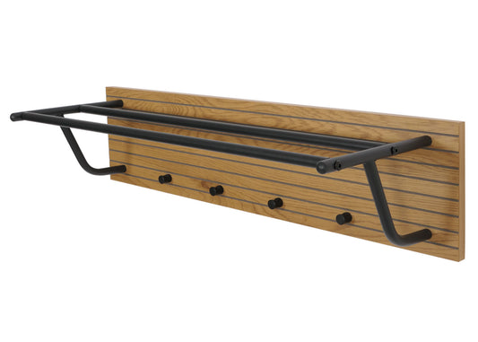 Cosmo Casa - Wandkapstok - 2 Kledingroedes - 4 Haken - Scandinavische Stijl - Metaal - Hout Melamine - Naturel - 20x80x27cm