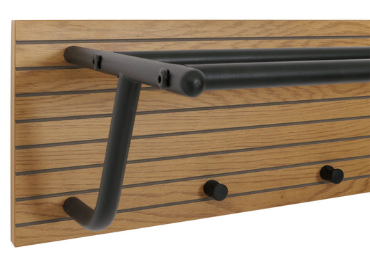 Cosmo Casa - Wandkapstok - 2 Kledingroedes - 4 Haken - Scandinavische Stijl - Metaal - Hout Melamine - Naturel - 20x80x27cm