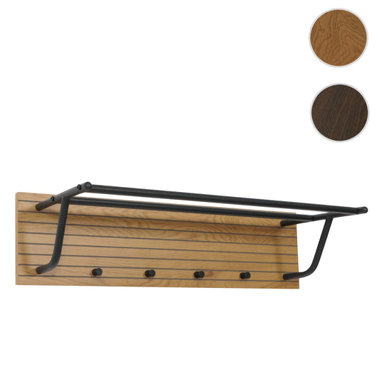 Cosmo Casa - Wandkapstok - 2 Kledingroedes - 4 Haken - Scandinavische Stijl - Metaal - Hout Melamine - Naturel - 20x80x27cm