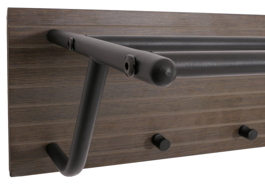 Cosmo Casa - Wandkapstok - 2 Kledingroedes - 4 Haken - Scandinavische Stijl - Metaal - Hout Melamine - Donkerbruin - 20x80x27cm