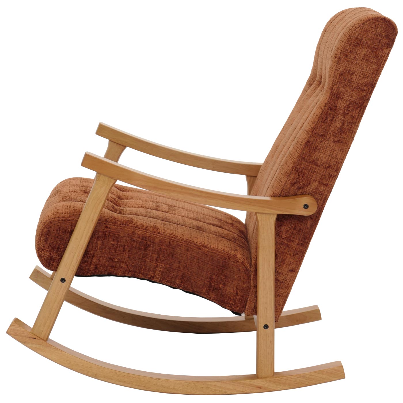 Cosmo Casa - Schommelstoel - Relaxstoel - Hout - FSC Gecertificeerd - Stoftextiel Chenille - 465gm - Terracotta - Naturel Frame