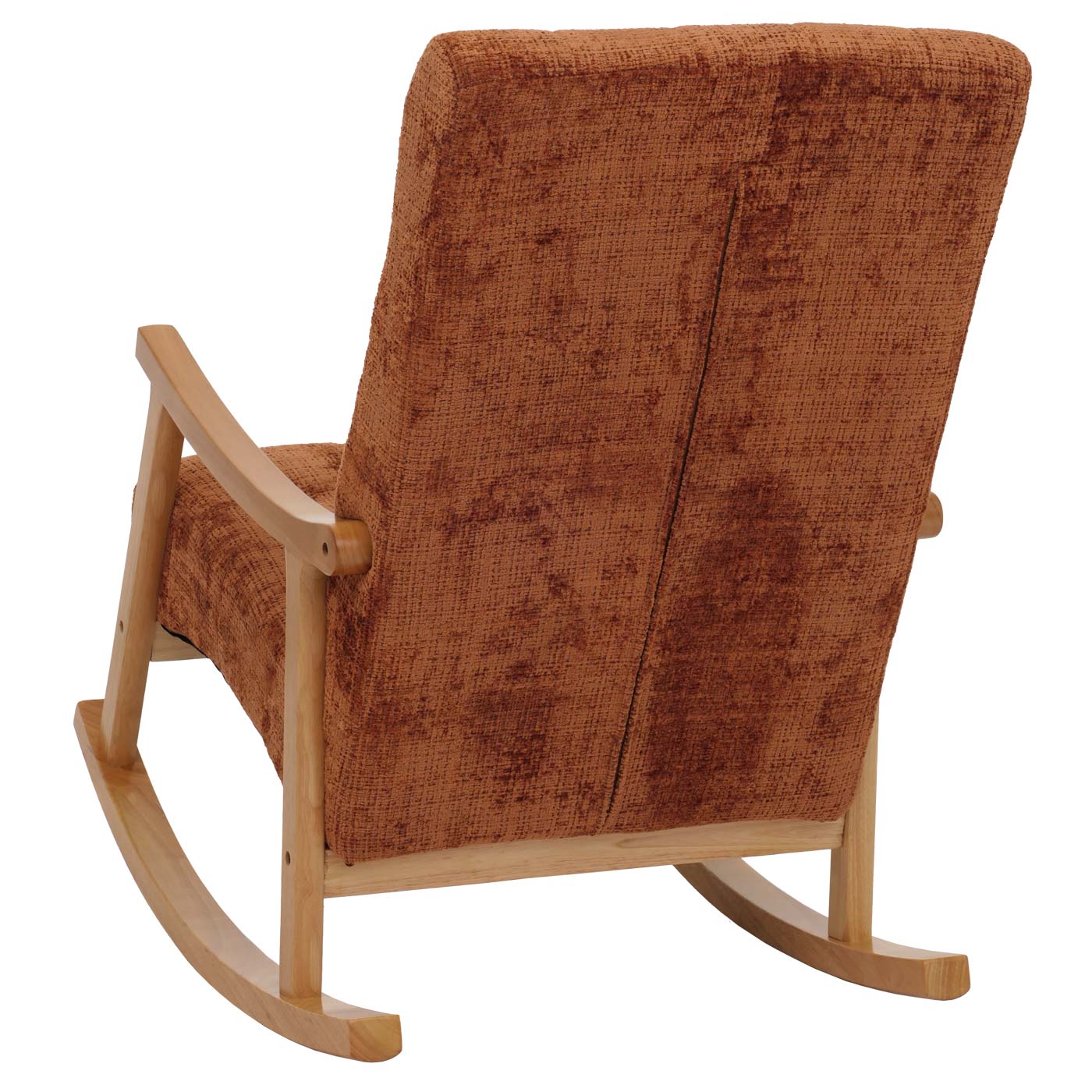 Cosmo Casa - Schommelstoel - Relaxstoel - Hout - FSC Gecertificeerd - Stoftextiel Chenille - 465gm - Terracotta - Naturel Frame